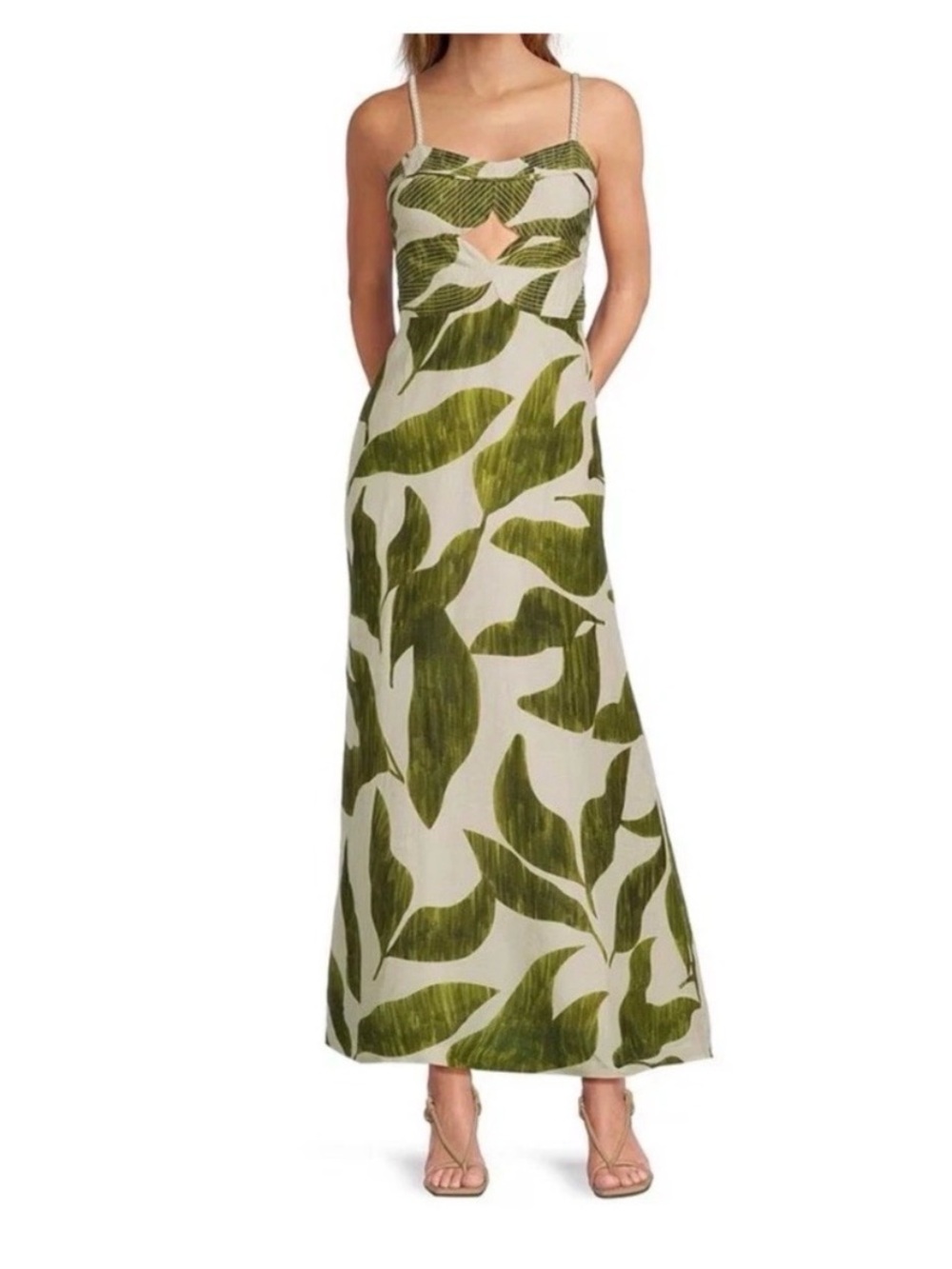 Antonio Melani M.G Finley Green Leaf Print Maxi Dress
